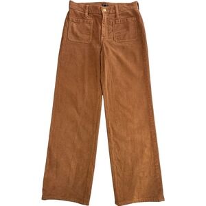 J.Crew Corduroy Pants Women 25 Brown Wide Leg Patch‎ Pocket CC444